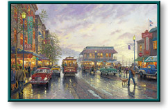 Thomas Kinkade art print: City by the Bay: Sunset on Fisherman's Wharf, San Francisco
