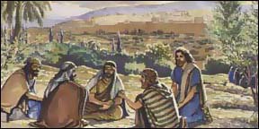 Jesus sitting with disciples