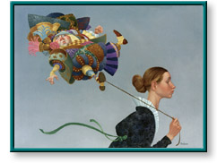 James C. Christensen: Poofy Guy on a Short Leash