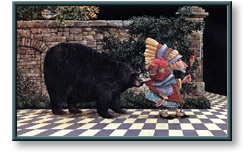 James Christensen art print: Lawrence Pretended Not to Notice That a Bear Had Become Attached to His Coattail