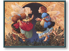 James Christensen art print: Two Angels Discussing Botticelli