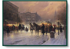 G. Harveyart print: Horse Trolley on Park Row
