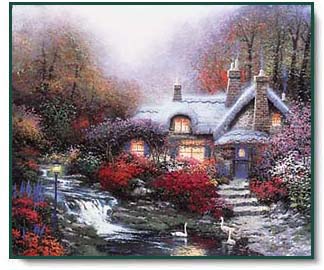 Thomas Kinkade - Evening at Swanbrooke Cottage