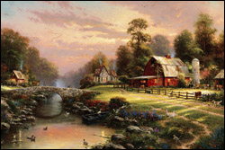 Sunset at Riverbend Farm by Thomas Kinkade