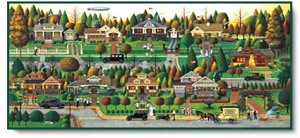 Charles Wysocki - Labor Day in Bungalowville