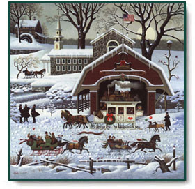 Charles Wysocki - 1987 Christmas Print: 'Twas the Twilight Before Christmas